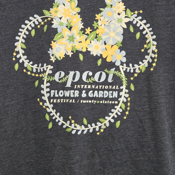 Disney Parks Women's Gray Epcot Flower & Garden Festival 2016 T-Shirt- Size XXL - Picture 2 of 6